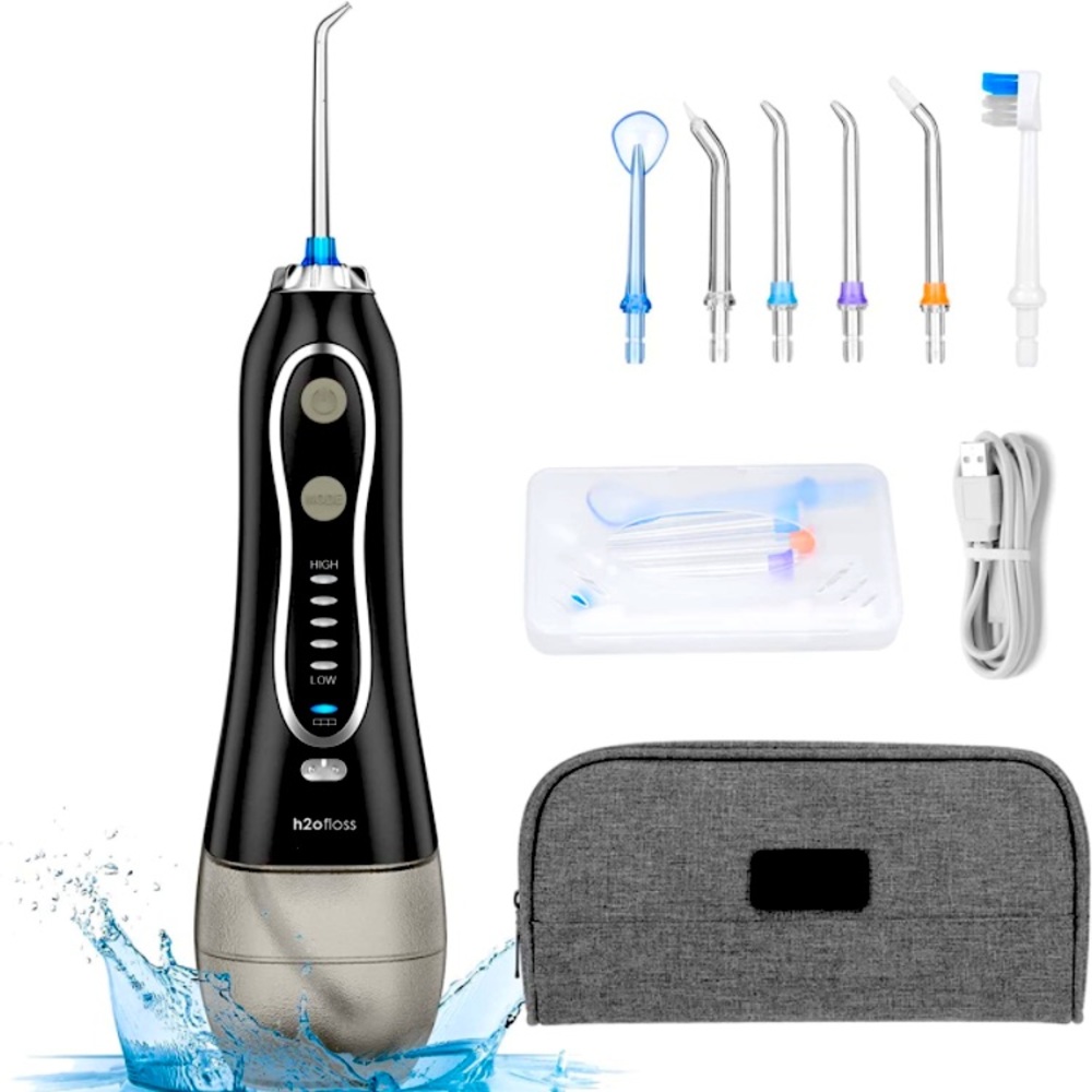 H2ofloss Water Flosser Portable Dental Oral Irrigator with 5 Modes.